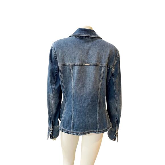 White House Black Market Fit and Flare Denim Shacket Jacket Large - Picture 6 of 12